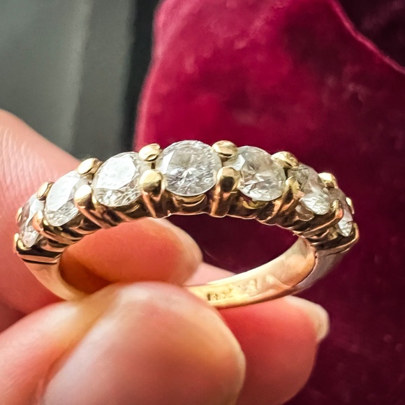 Seven DIAMOND RING Band in 14k Yellow Gold // size 6 - Picture 3 of 10